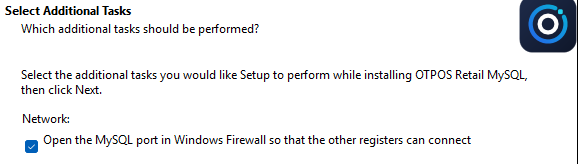 Setup wizard: Select Additional Tasks page with the firewall option ticked
